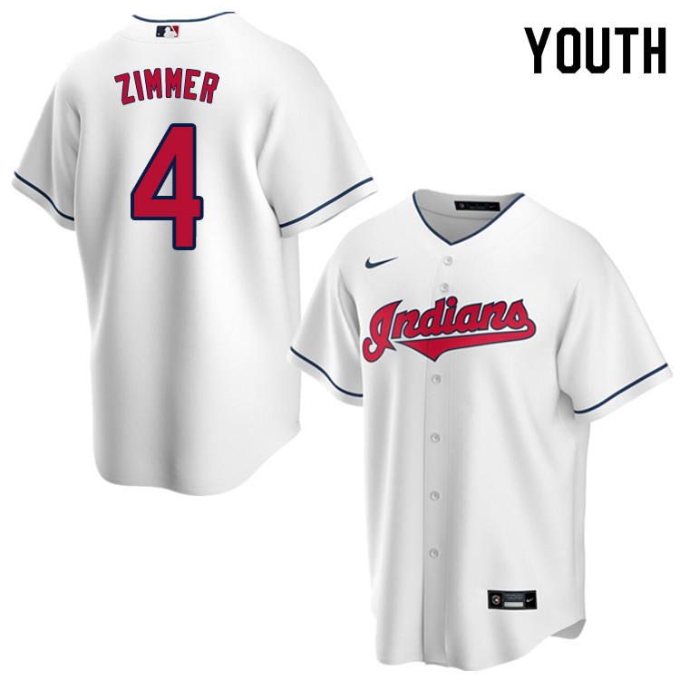 Nike Youth #4 Bradley Zimmer Cleveland Indians Baseball Jerseys Sale-White